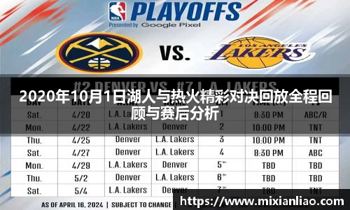 2020年10月1日湖人与热火精彩对决回放全程回顾与赛后分析